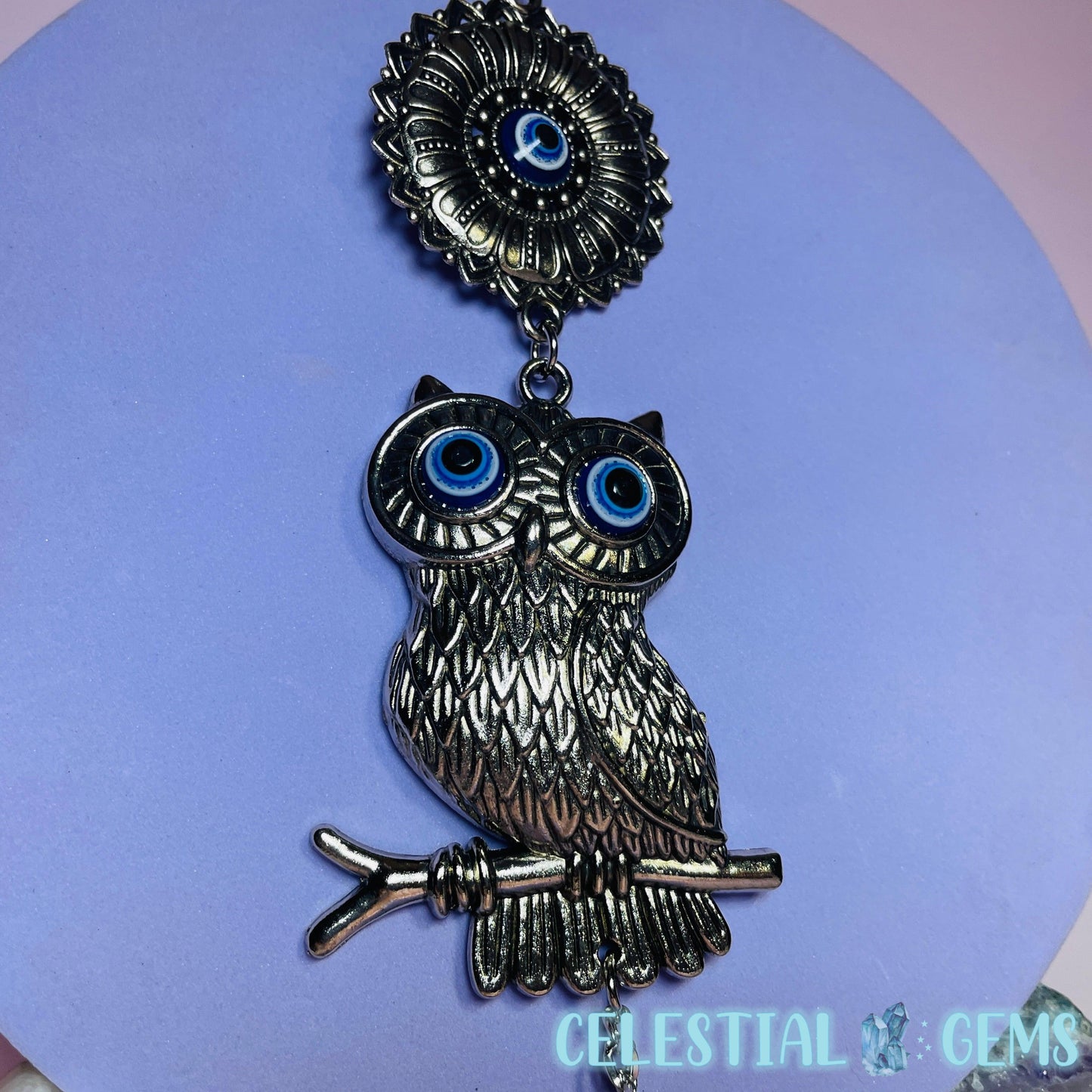 Turkish Evil Eye Owl Metal Wall Hanging (Style 6)