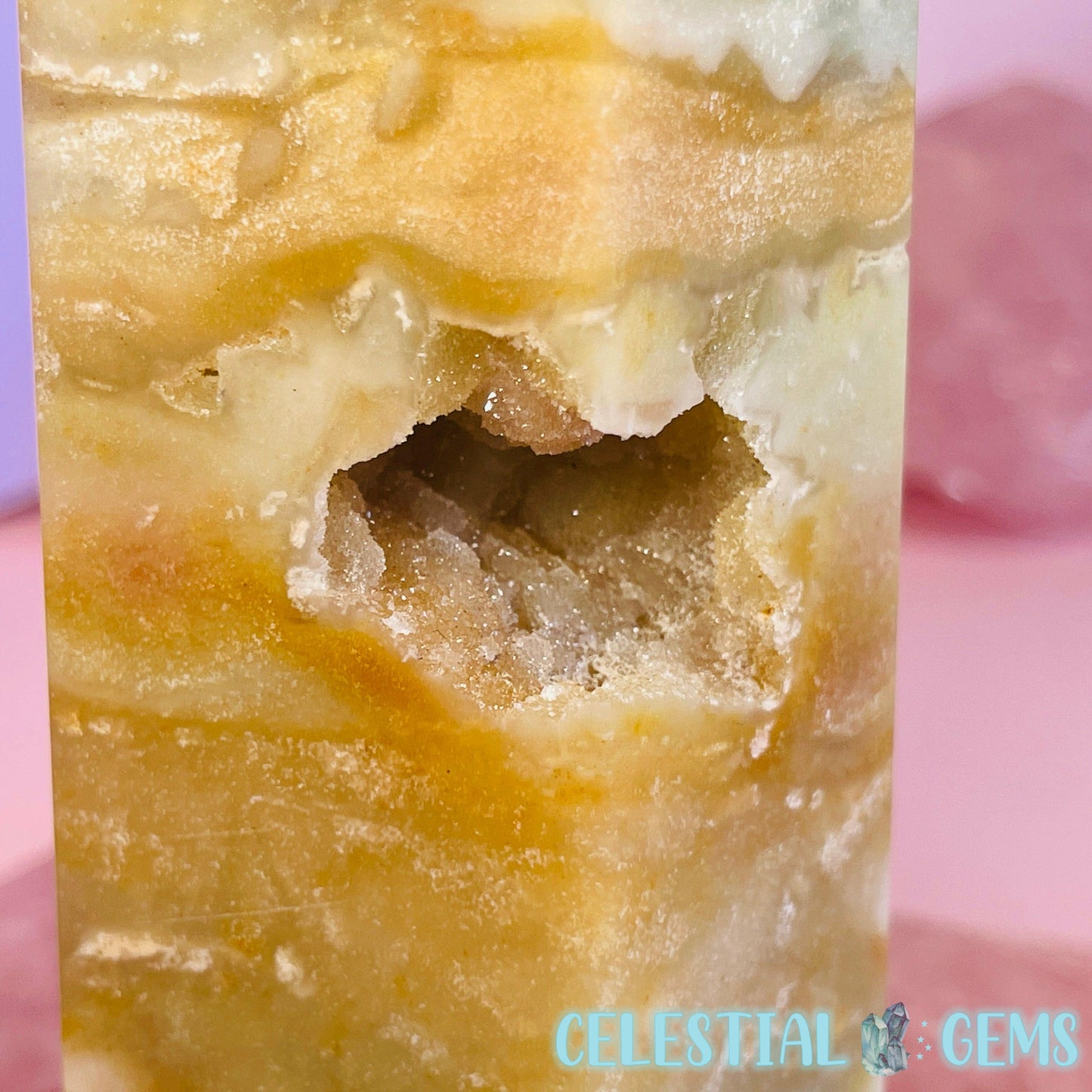 Caribbean Calcite Large Tower A (with Druzy!)