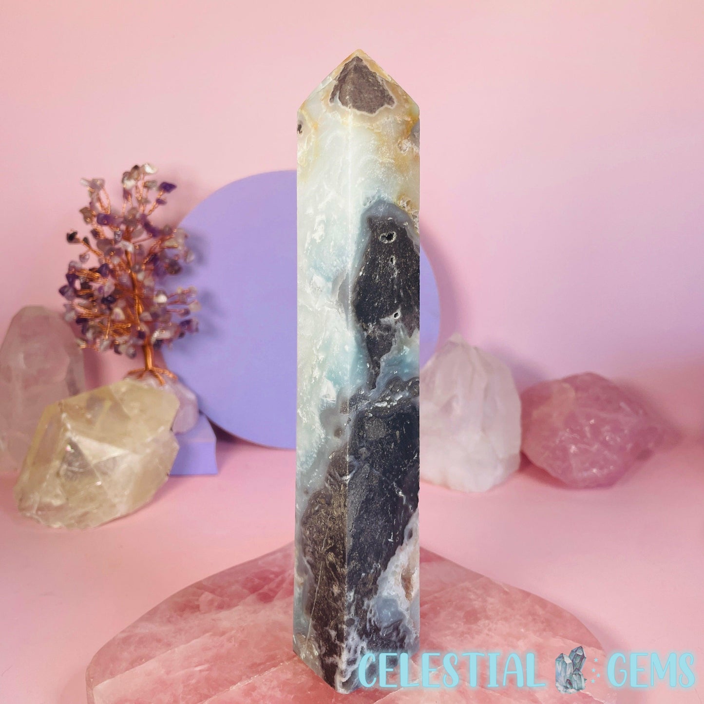 Caribbean Calcite Large Tower B (with Pyrite!)