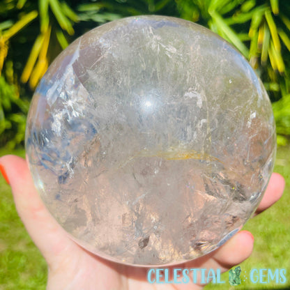 High Quality Clear Quartz XL Sphere (With Red Rutile!)
