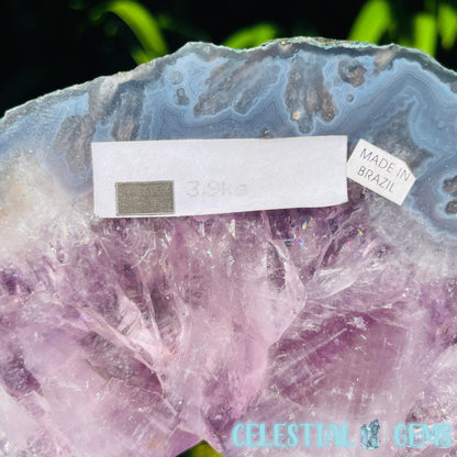 Amethyst Geode Ring XL Slab on Metal Stand (Video)