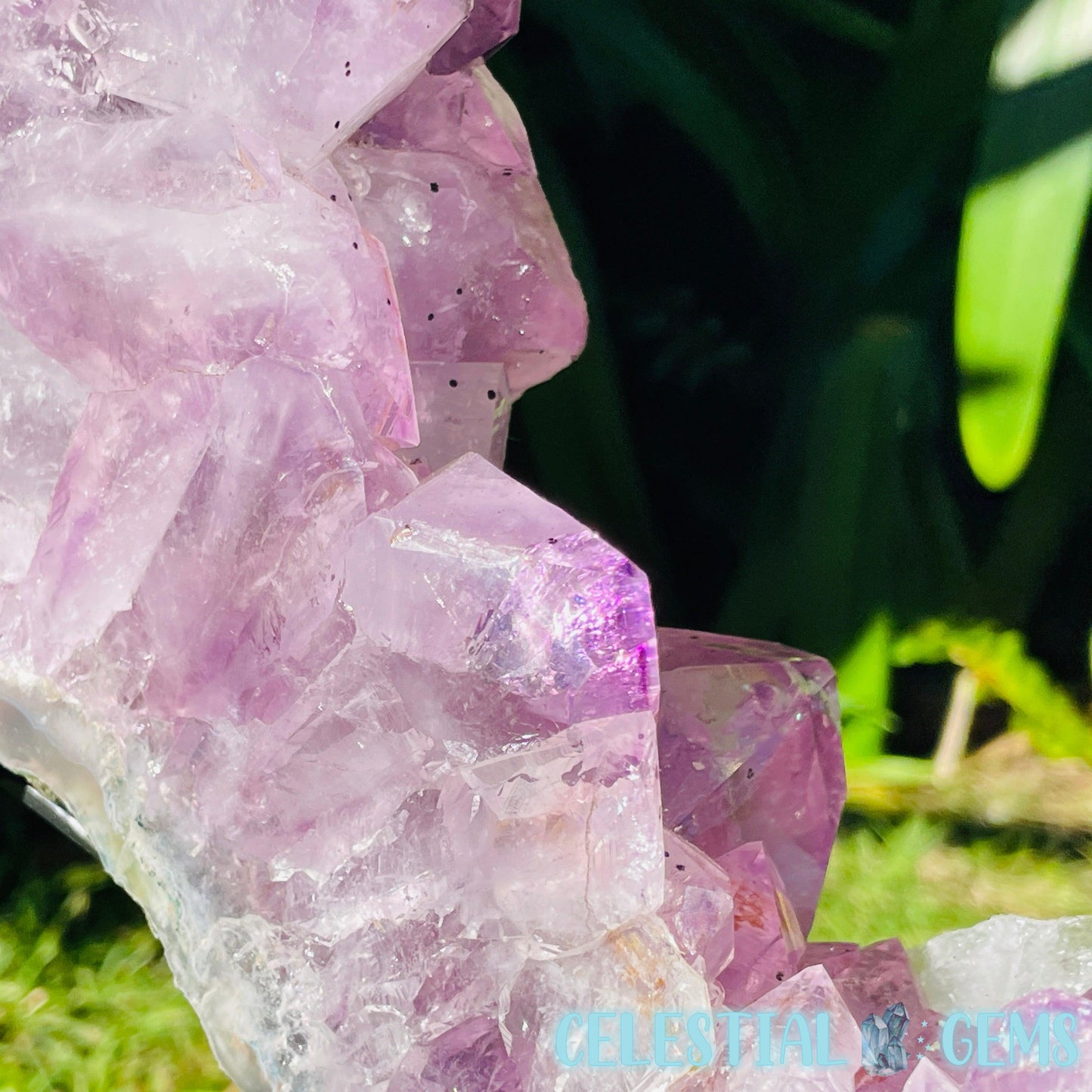 Amethyst Geode Ring XL Slab on Metal Stand (Video)