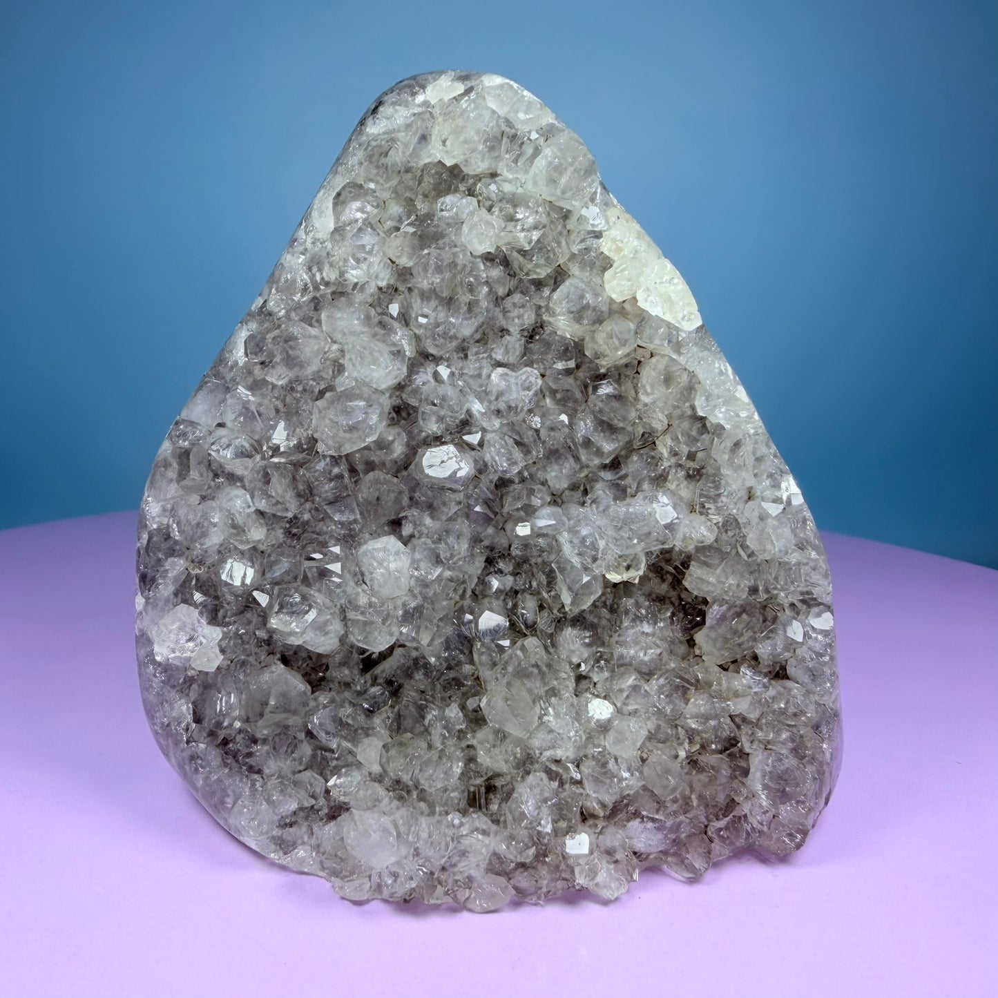 Green Prasiolite Amethyst Medium Semi-Polished Cluster Freeform with Agate (Video)