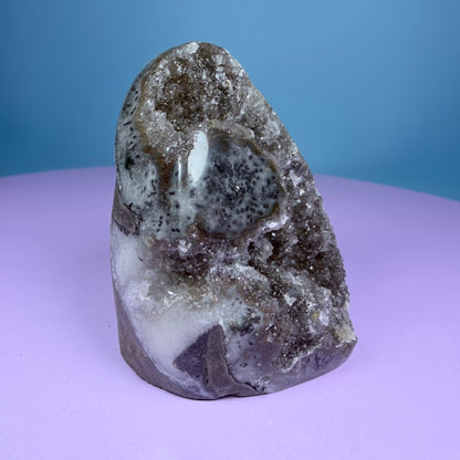 Black Amethyst Small Semi-Polished Cluster Freeform with Agate (Video)