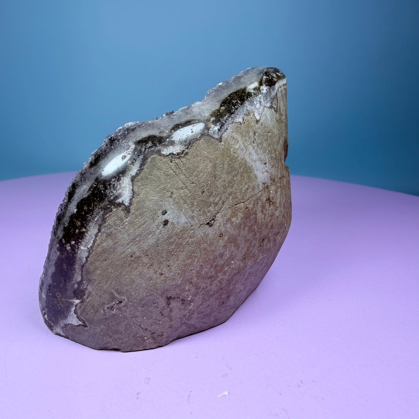 Black Amethyst Small Semi-Polished Cluster Freeform with Agate (Video)
