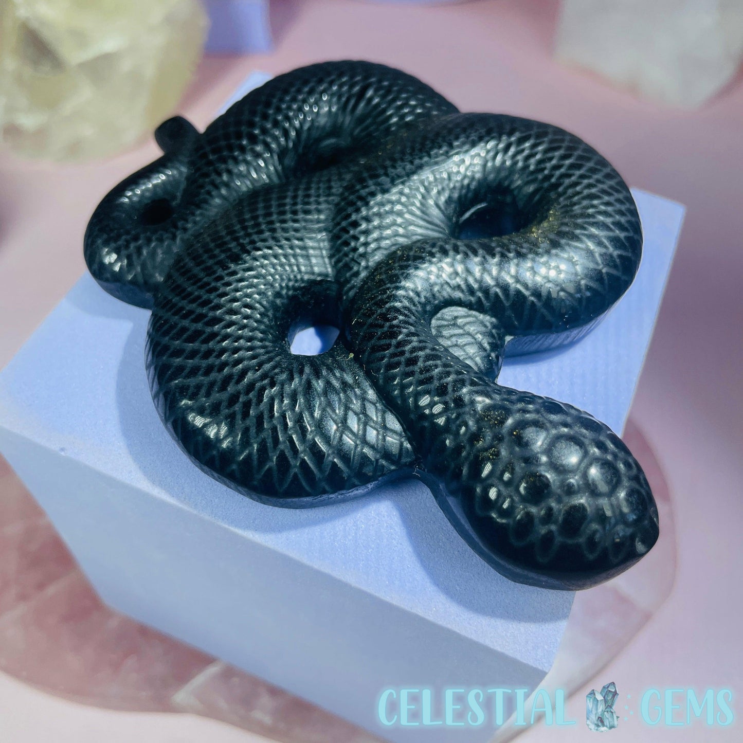 Golden Sheen Obsidian Snake Medium Carving B