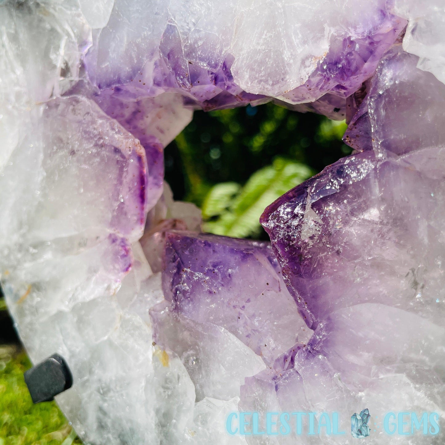 Amethyst Geode Heart XL Carving on Metal Stand