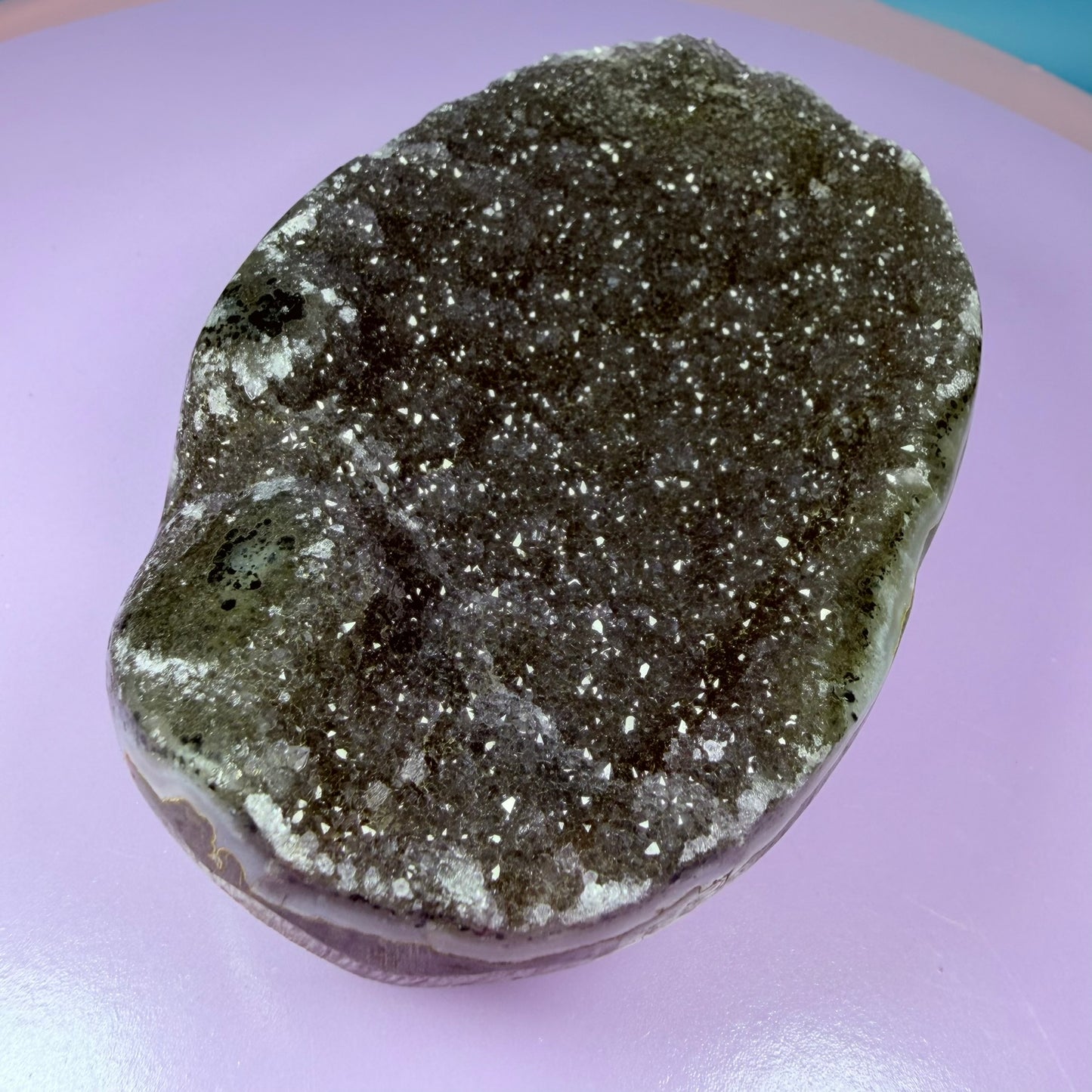 Amethyst Medium Cupcake Semi-Polished Cluster Freeform with Agate (Video)