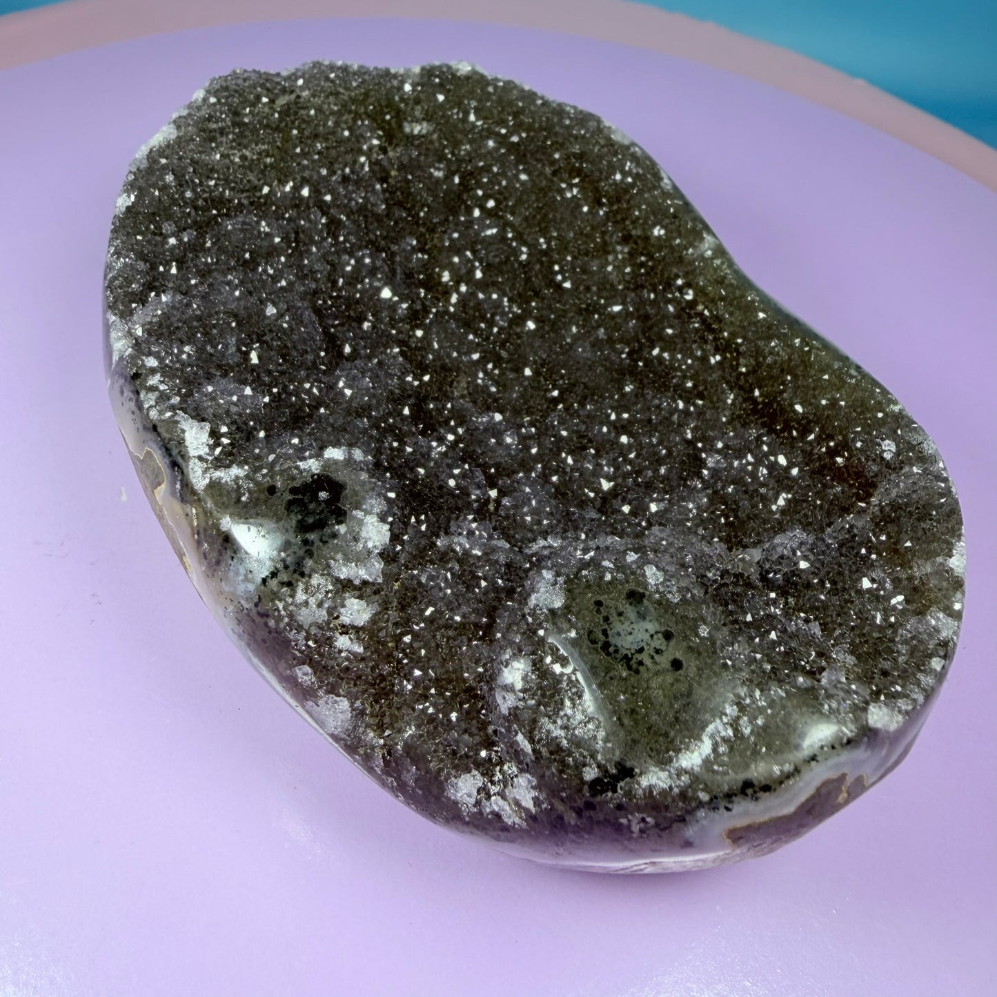 Amethyst Medium Cupcake Semi-Polished Cluster Freeform with Agate (Video)