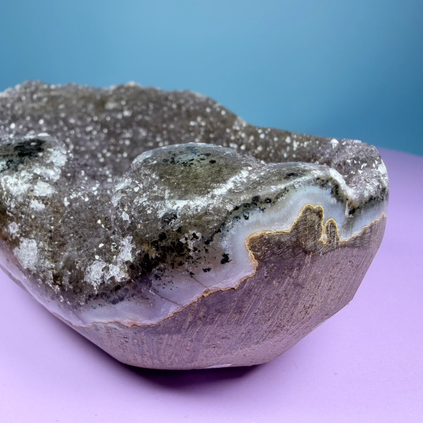 Amethyst Medium Cupcake Semi-Polished Cluster Freeform with Agate (Video)