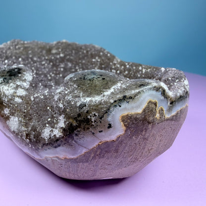 Amethyst Medium Cupcake Semi-Polished Cluster Freeform with Agate (Video)