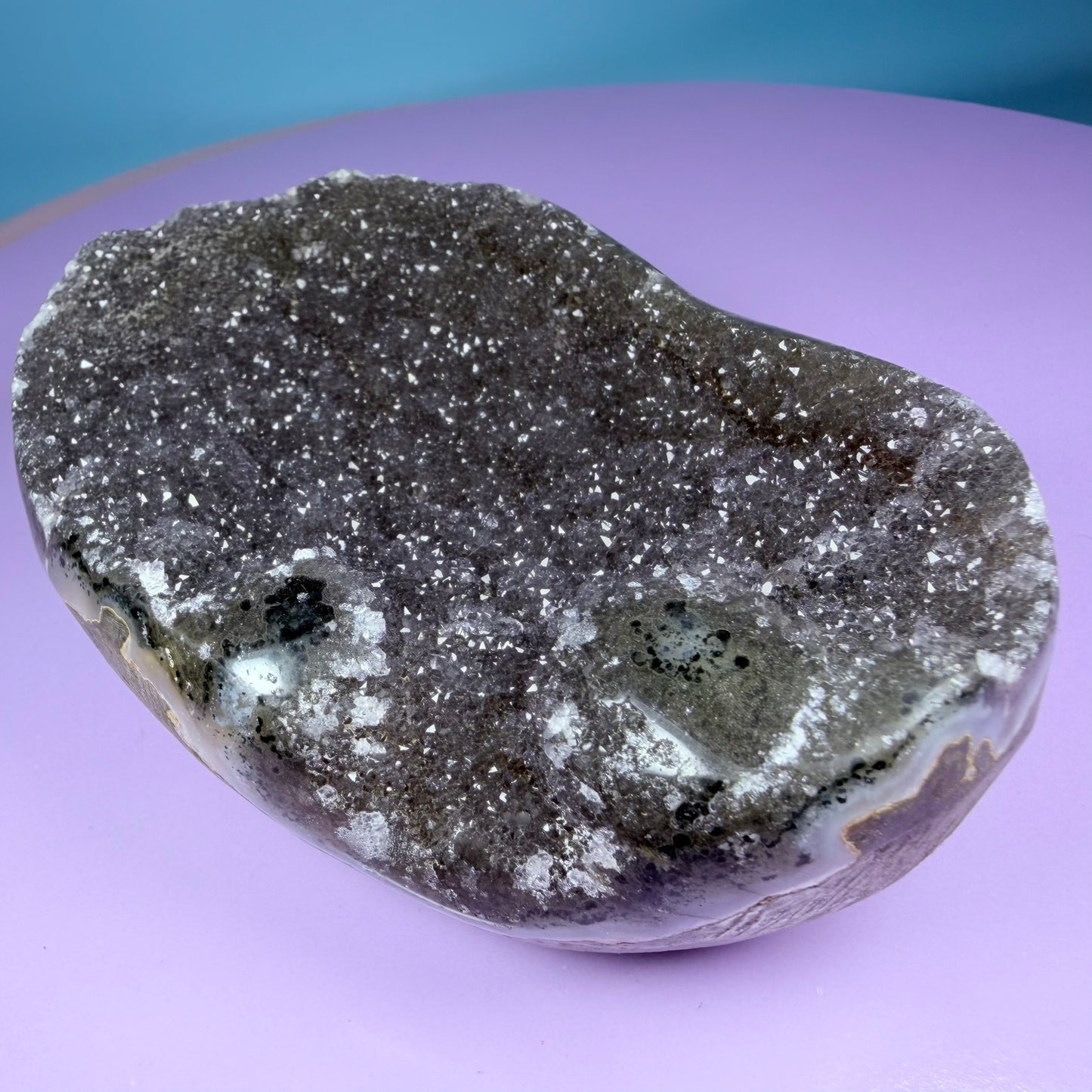 Amethyst Medium Cupcake Semi-Polished Cluster Freeform with Agate (Video)