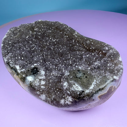 Amethyst Medium Cupcake Semi-Polished Cluster Freeform with Agate (Video)