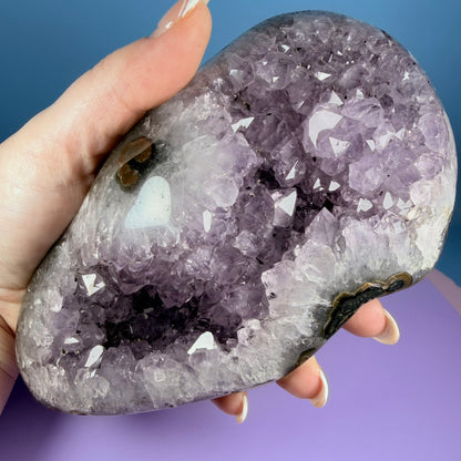 Amethyst Large Semi-Polished Geode Freeform with Polished Agate (Video)