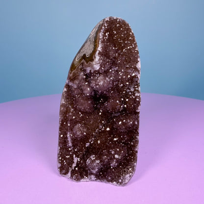 Berry Rainbow Amethyst Small Semi-Polished Cluster Freeform with Agate (Video)