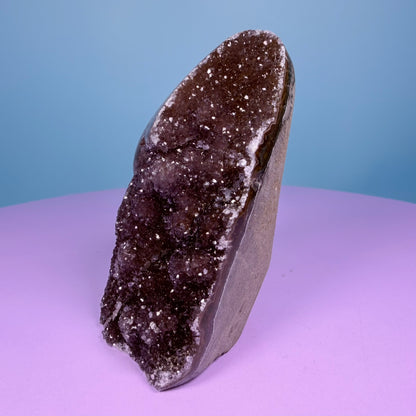 Berry Rainbow Amethyst Small Semi-Polished Cluster Freeform with Agate (Video)