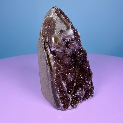 Berry Rainbow Amethyst Small Semi-Polished Cluster Freeform with Agate (Video)