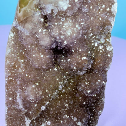 Berry Rainbow Amethyst Small Semi-Polished Cluster Freeform with Agate (Video)