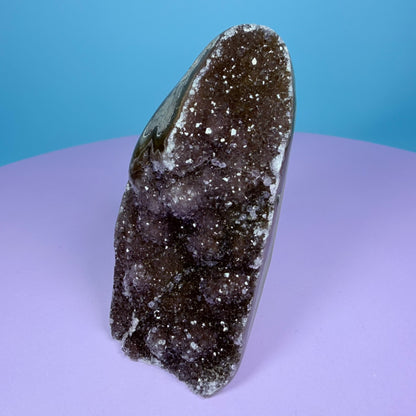 Berry Rainbow Amethyst Small Semi-Polished Cluster Freeform with Agate (Video)