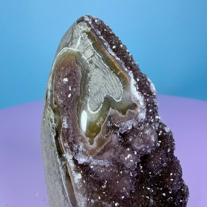 Berry Rainbow Amethyst Small Semi-Polished Cluster Freeform with Agate (Video)
