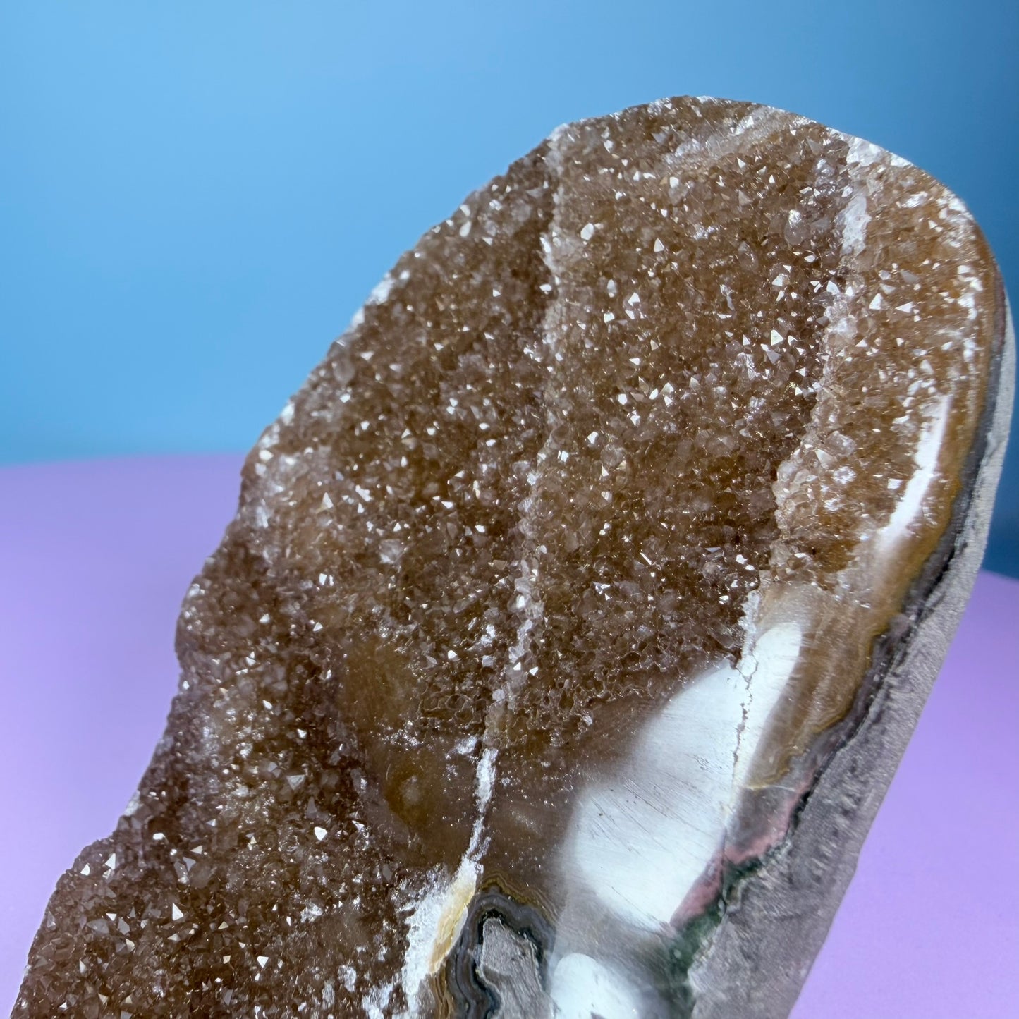 Orange Rainbow Amethyst Small Semi-Polished Cluster Freeform with Agate (Video)