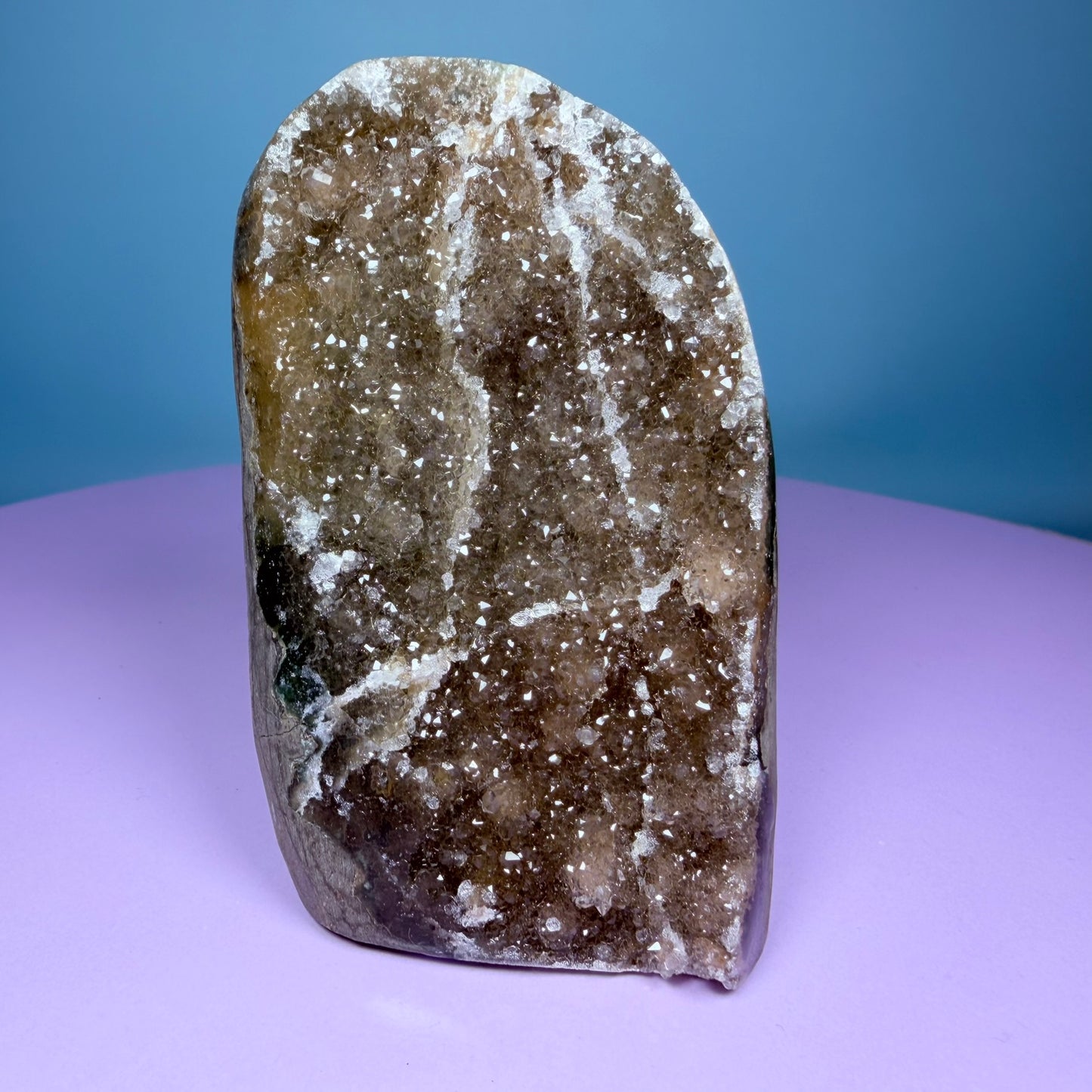 Orange Rainbow Amethyst Small Semi-Polished Cluster Freeform with Agate (Video)