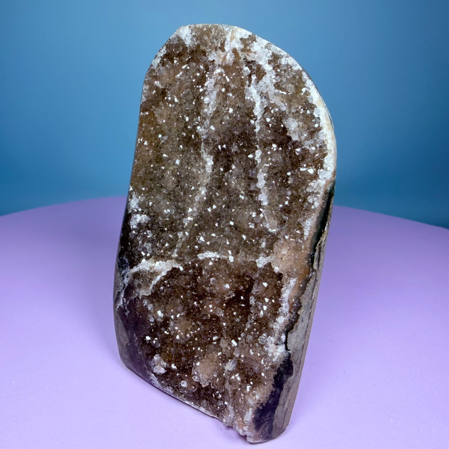 Orange Rainbow Amethyst Small Semi-Polished Cluster Freeform with Agate (Video)