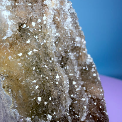 Orange Rainbow Amethyst Small Semi-Polished Cluster Freeform with Agate (Video)