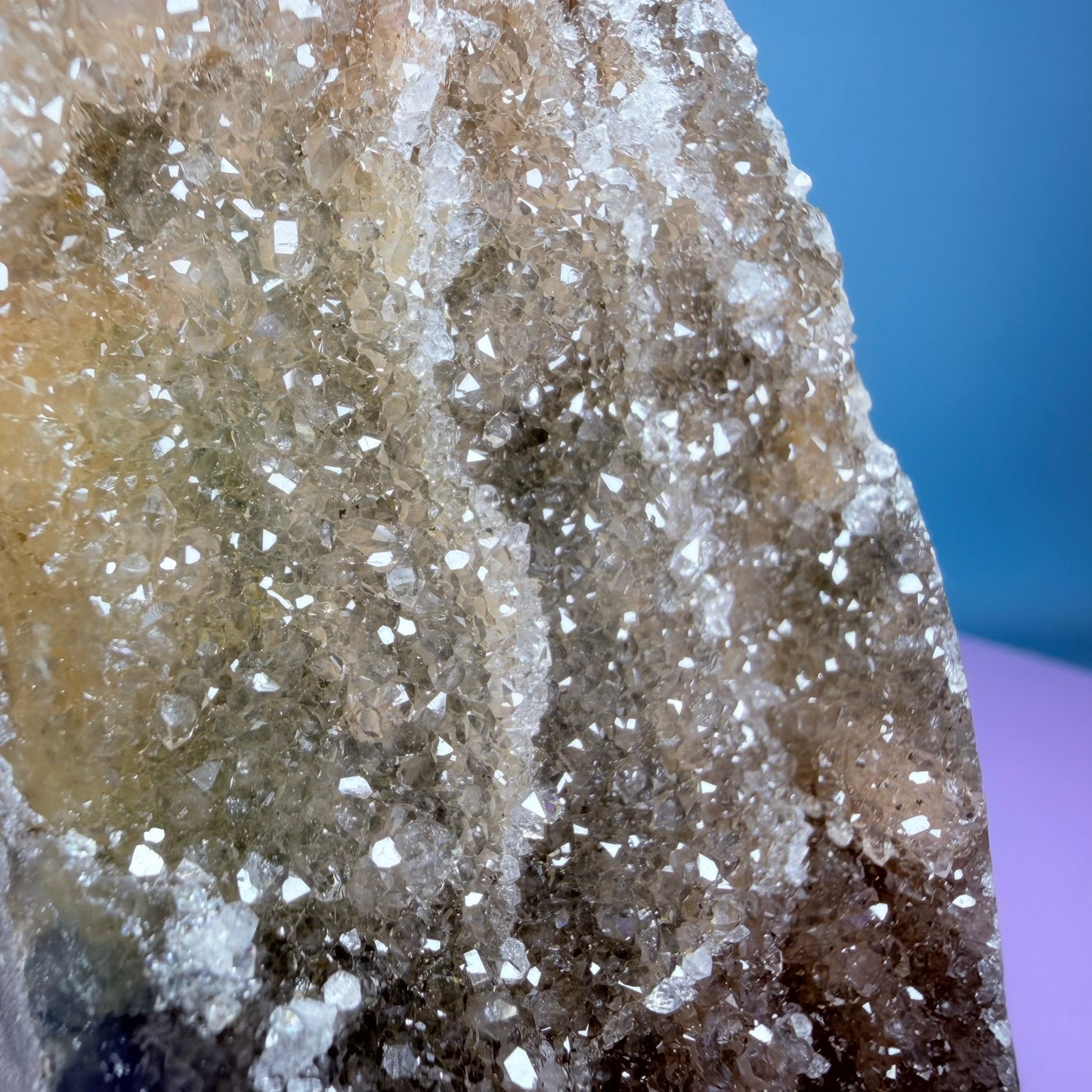 Orange Rainbow Amethyst Small Semi-Polished Cluster Freeform with Agate (Video)