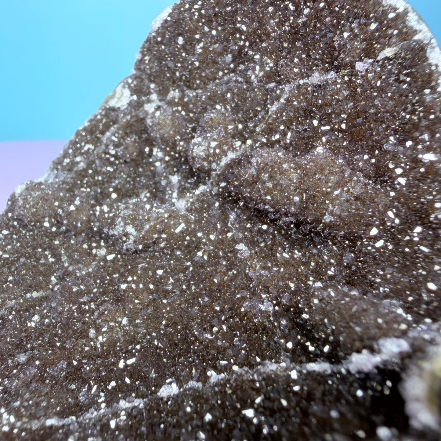 Dark Brown Rainbow Amethyst Medium Semi-Polished Cluster Freeform with Agate (Video)