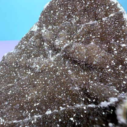 Dark Brown Rainbow Amethyst Medium Semi-Polished Cluster Freeform with Agate (Video)