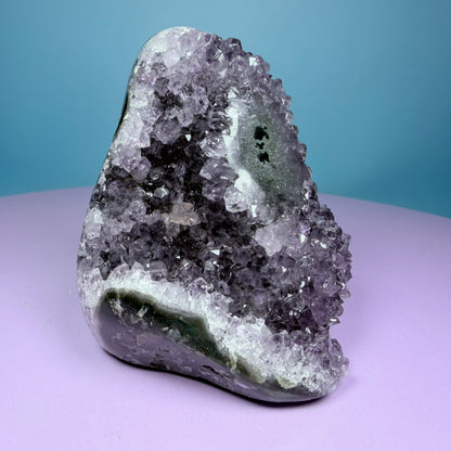 Amethyst Small Semi-Polished Cluster Freeform with Agate (Video)