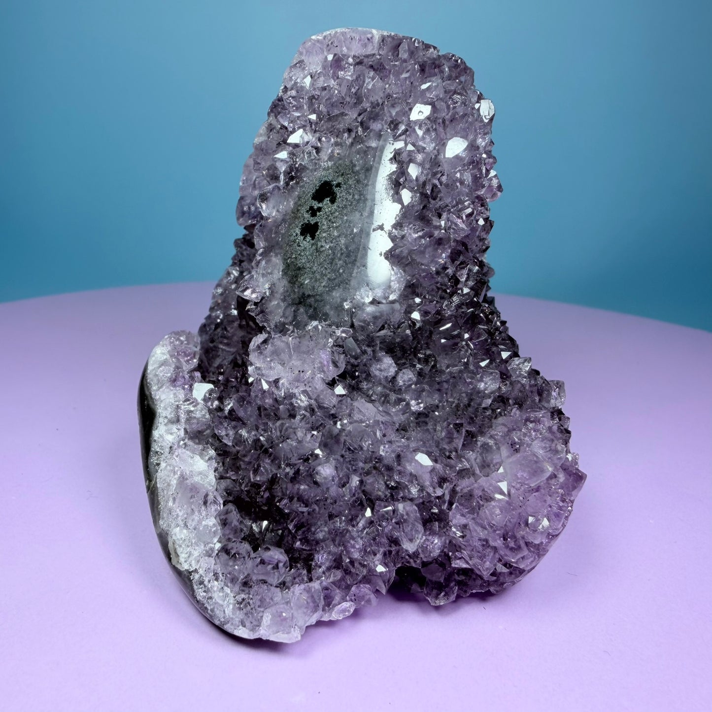 Amethyst Small Semi-Polished Cluster Freeform with Agate (Video)