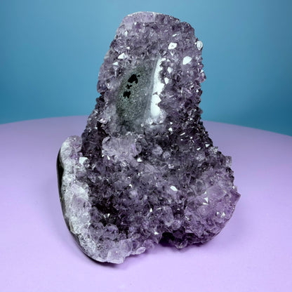 Amethyst Small Semi-Polished Cluster Freeform with Agate (Video)