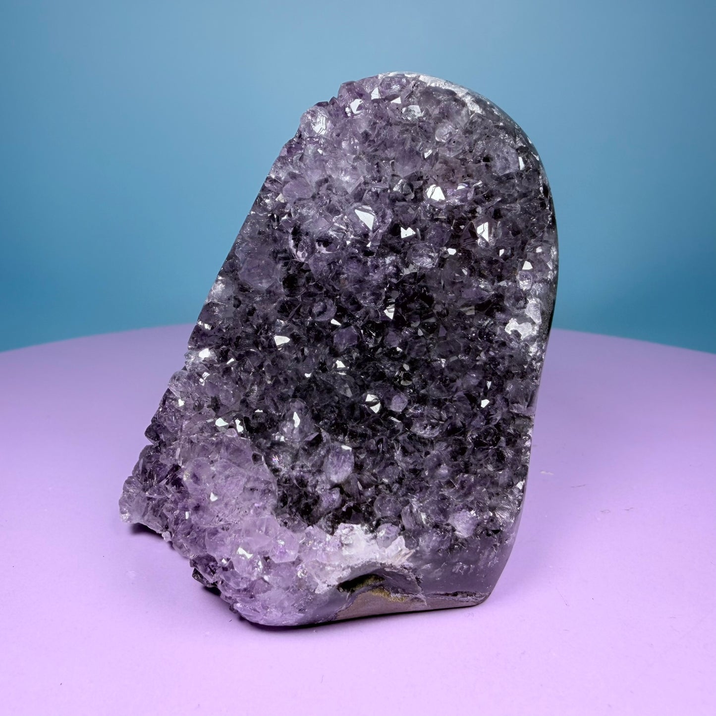 Amethyst Small Semi-Polished Cluster Freeform with Agate (Video)