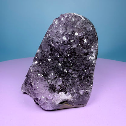 Amethyst Small Semi-Polished Cluster Freeform with Agate (Video)