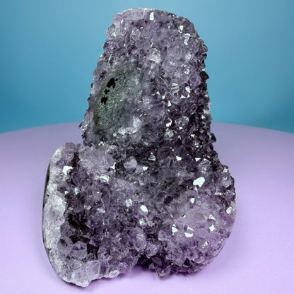 Amethyst Small Semi-Polished Cluster Freeform with Agate (Video)