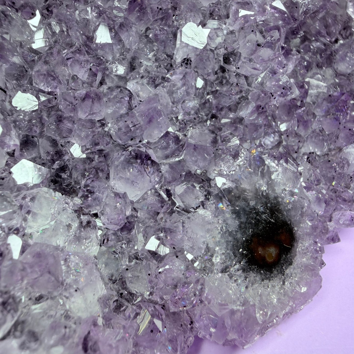 Amethyst Medium Semi-Polished Cluster Freeform with Polished Agate Stalactites (Video)