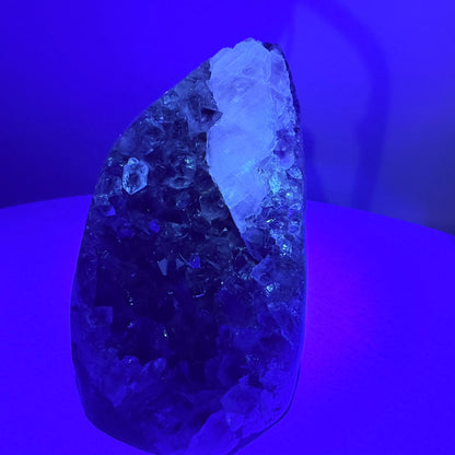 Amethyst Small Semi-Polished Cluster Freeform with Calcite (Video)