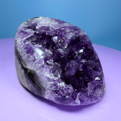 Amethyst Small Semi-Polished Cluster Freeform with Agate