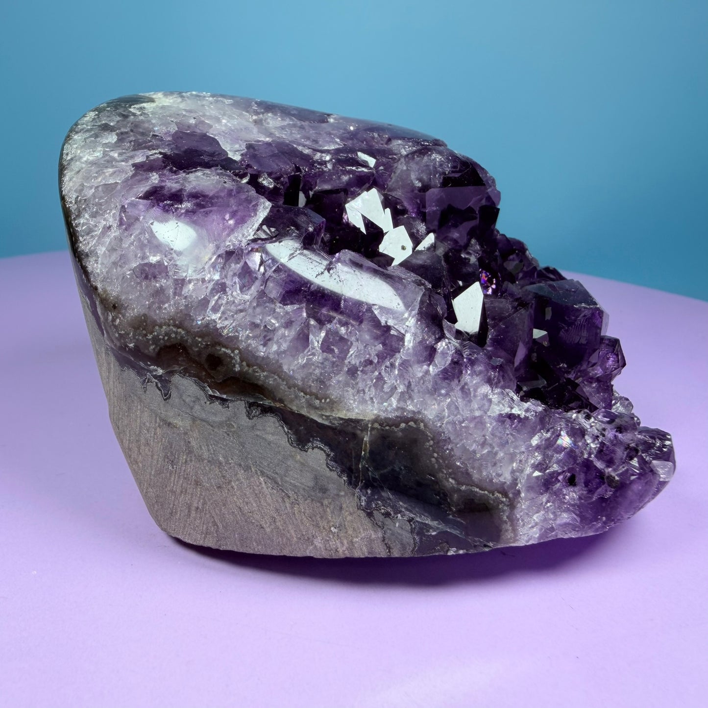 Amethyst Small Semi-Polished Cluster Freeform with Agate