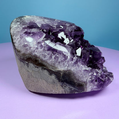 Amethyst Small Semi-Polished Cluster Freeform with Agate