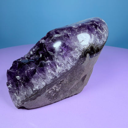 Amethyst Small Semi-Polished Cluster Freeform with Agate