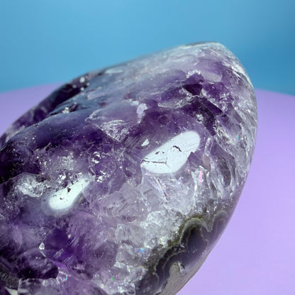 Amethyst Small Semi-Polished Cluster Freeform with Agate
