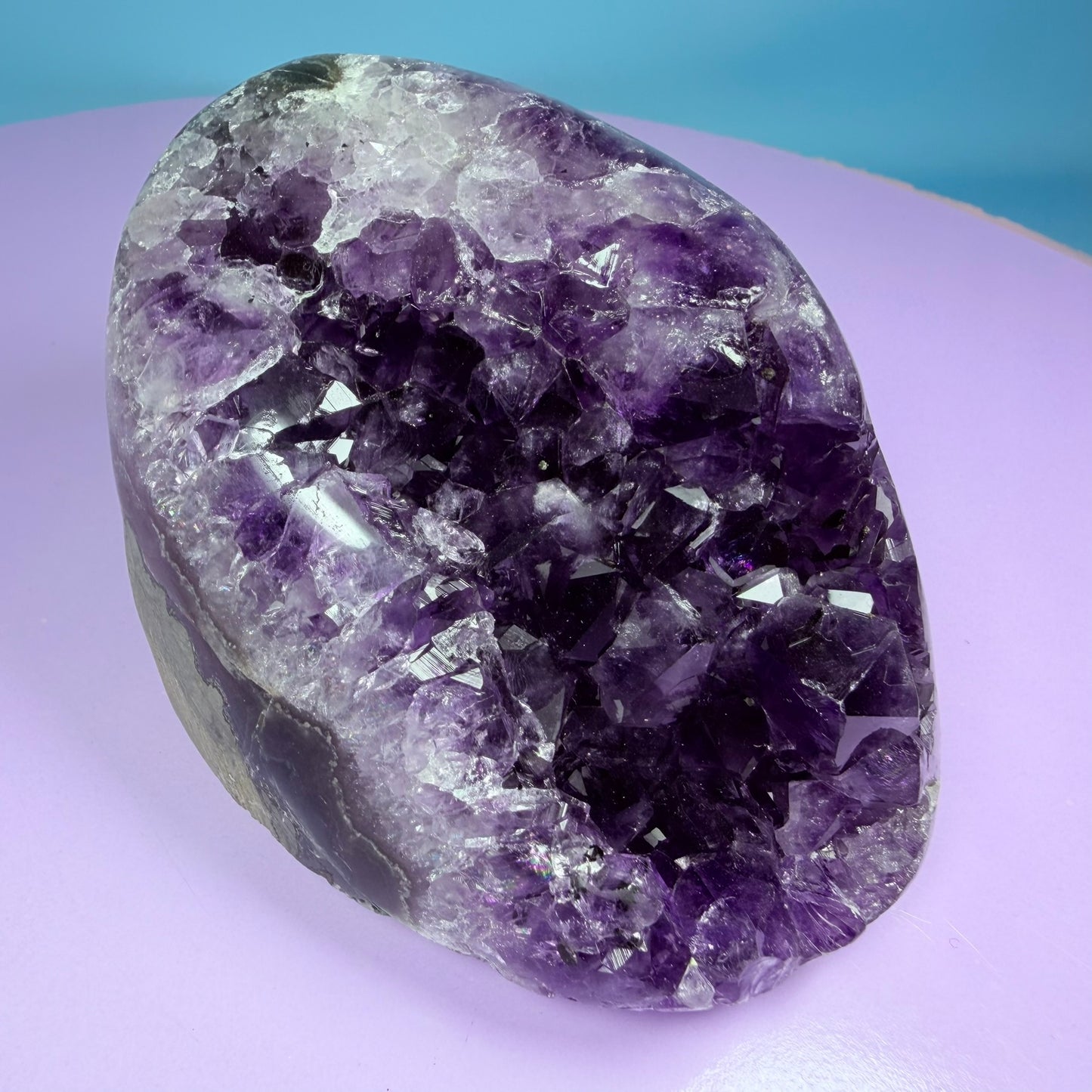 Amethyst Small Semi-Polished Cluster Freeform with Agate