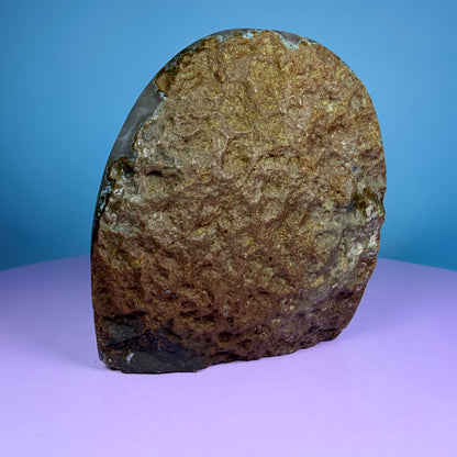 Amethyst Medium Semi-Polished Cluster Freeform with Calcite (Video)