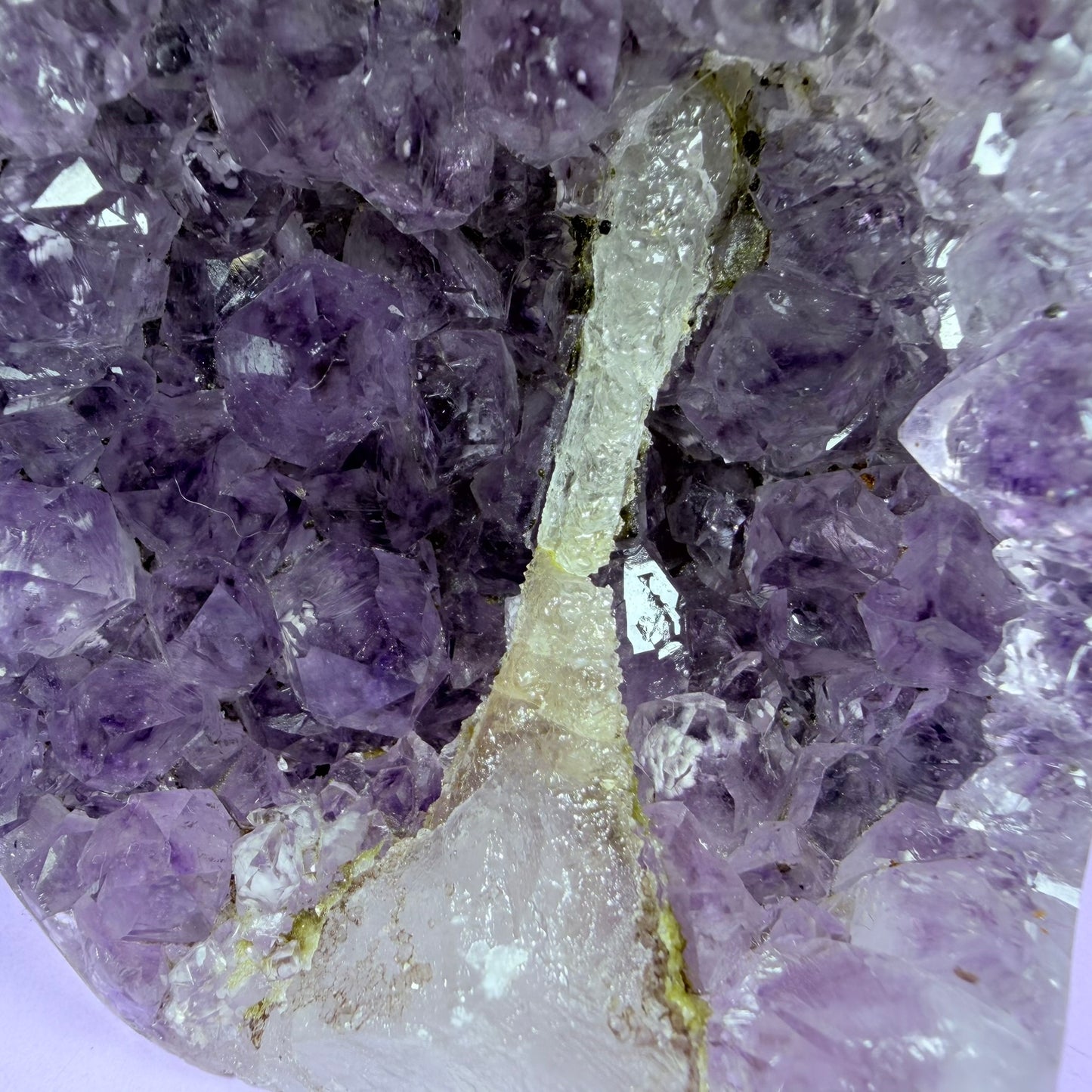 Amethyst Medium Semi-Polished Cluster Freeform with Calcite (Video)