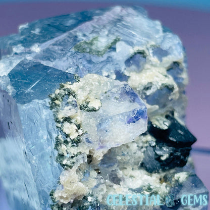 EXCELLENT Yaogangxian Colour-Zoned Fluorite + Ferberite, Jamesonite, Chlorite, Calcite + Pyrite Specimen (Video)