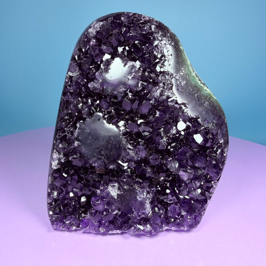 Amethyst Medium Semi-Polished Cluster Freeform with Agate (Video)