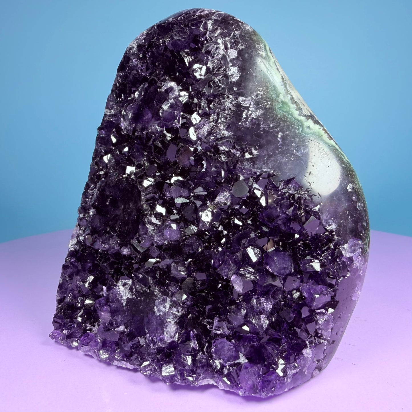 Amethyst Medium Semi-Polished Cluster Freeform with Agate (Video)